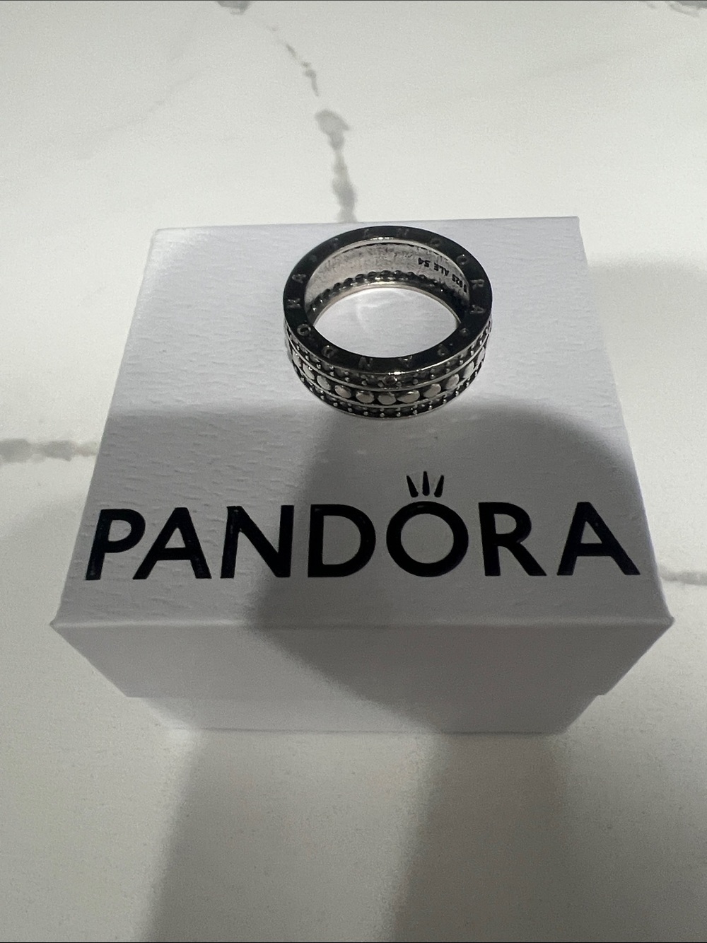 Pandora Silver Tone Layered Crystal Stack Ring Brand New​ - Picture 3 of 6